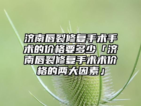 济南唇裂修复手术手术的价格要多少「济南唇裂修复手术术价格的两大因素」