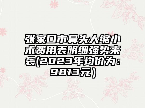 张家口市鼻头大缩小术费用表明细强势来袭(2023年均价为：9813元）