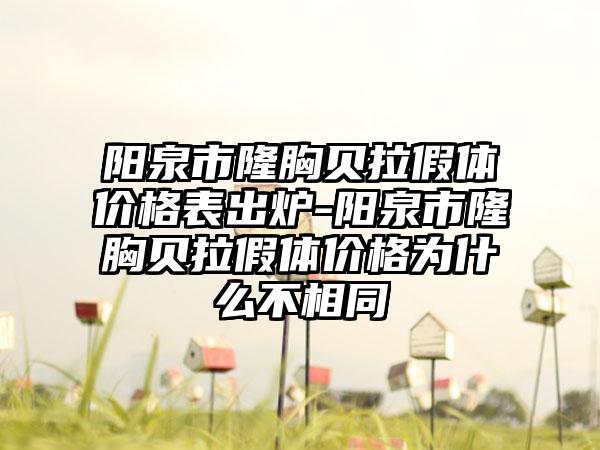 阳泉市隆胸贝拉假体价格表出炉-阳泉市隆胸贝拉假体价格为什么不相同