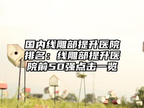 国内线雕部提升医院排名：线雕部提升医院前50强点击一览