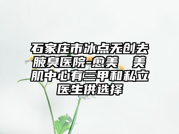 石家庄市冰点无创去腋臭医院-愈美醫學美肌中心有三甲和私立医生供选择