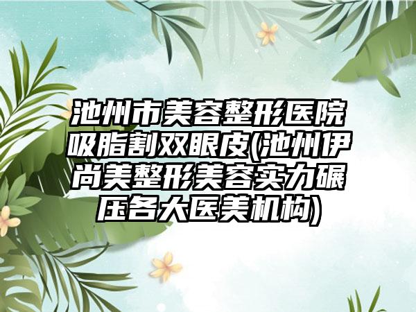 池州市美容整形医院吸脂割双眼皮(池州伊尚美整形美容实力碾压各大医美机构)