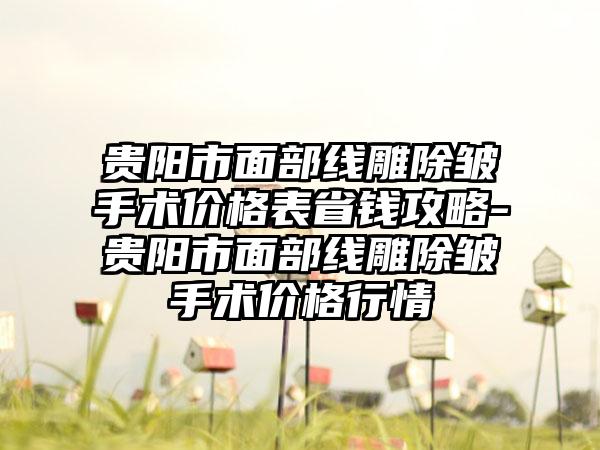 贵阳市面部线雕除皱手术价格表省钱攻略-贵阳市面部线雕除皱手术价格行情