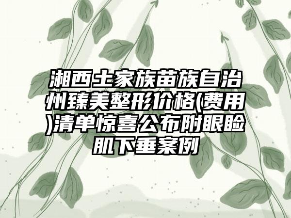 湘西土家族苗族自治州臻美整形价格(费用)清单惊喜公布附眼睑肌下垂案例