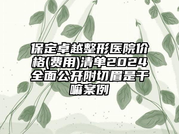 保定卓越整形医院价格(费用)清单2024全面公开附切眉是干嘛案例