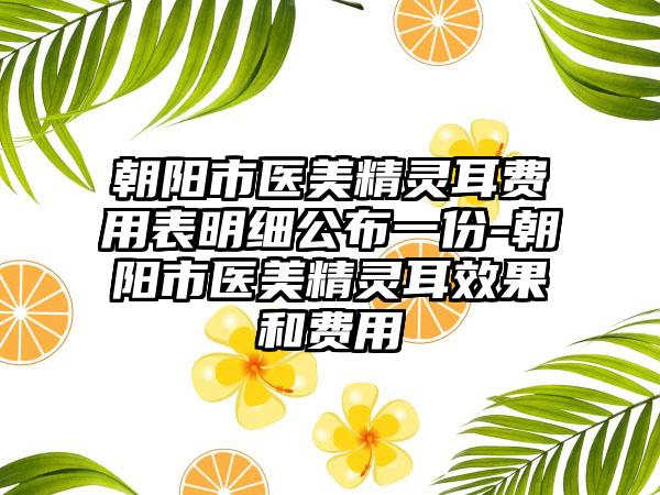 朝阳市医美精灵耳费用表明细公布一份-朝阳市医美精灵耳效果和费用