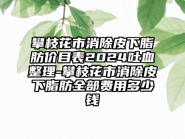 攀枝花市消除皮下脂肪价目表2024吐血整理-攀枝花市消除皮下脂肪全部费用多少钱