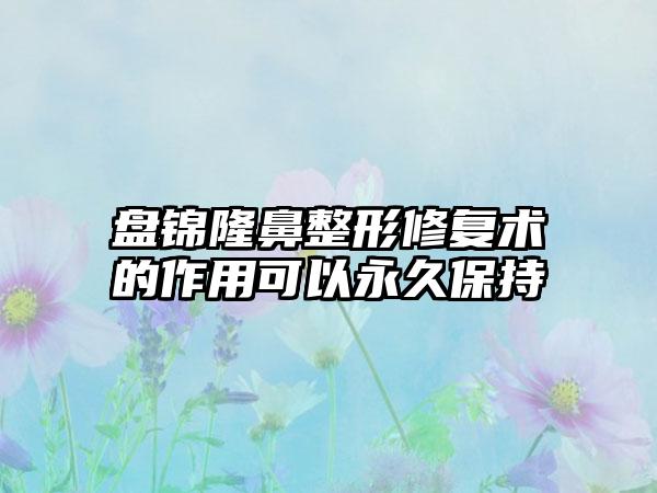 盘锦隆鼻整形修复术的作用可以永久保持