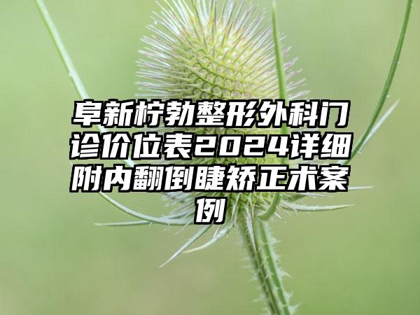 阜新柠勃整形外科门诊价位表2024详细附内翻倒睫矫正术案例