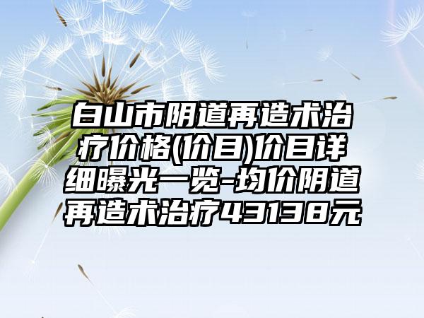 白山市阴道再造术治疗价格(价目)价目详细曝光一览-均价阴道再造术治疗43138元