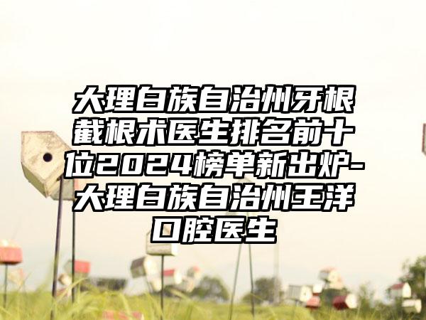 大理白族自治州牙根截根术医生排名前十位2024榜单新出炉-大理白族自治州王洋口腔医生