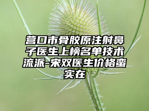 营口市骨胶原注射鼻子医生上榜名单技术流派-宋双医生价格蛮实在