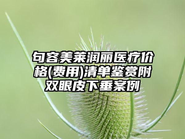 句容美莱润丽医疗价格(费用)清单鉴赏附双眼皮下垂案例