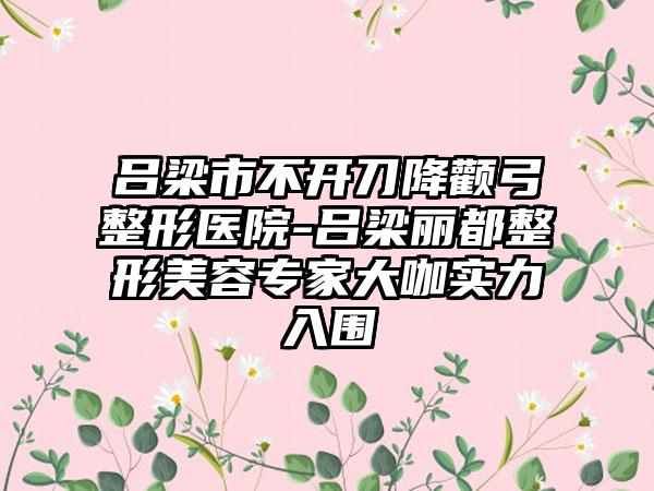 吕梁市不开刀降颧弓整形医院-吕梁丽都整形美容专家大咖实力入围