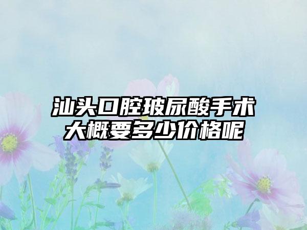 汕头口腔玻尿酸手术大概要多少价格呢