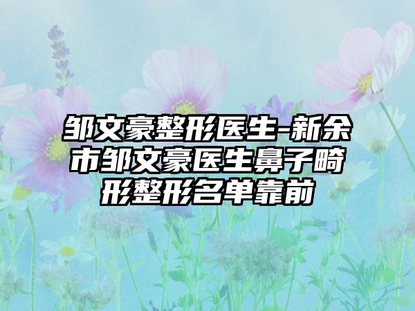 邹文豪整形医生-新余市邹文豪医生鼻子畸形整形名单靠前