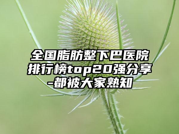 全国脂肪整下巴医院排行榜top20强分享-都被大家熟知