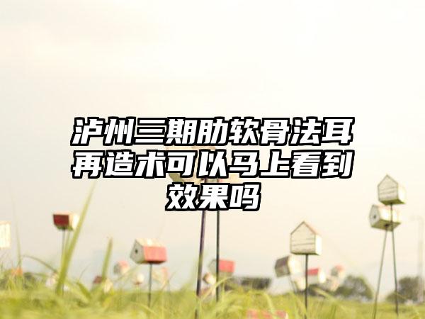 泸州三期肋软骨法耳再造术可以马上看到效果吗