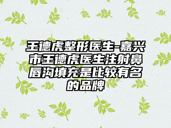 王德虎整形医生-嘉兴市王德虎医生注射鼻唇沟填充是比较有名的品牌