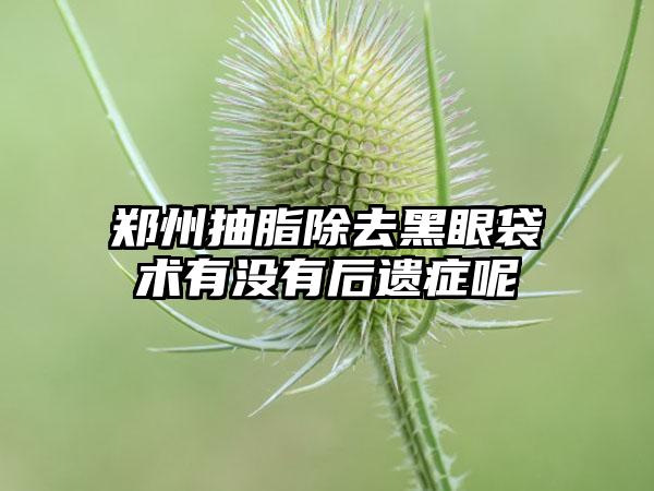 郑州抽脂除去黑眼袋术有没有后遗症呢