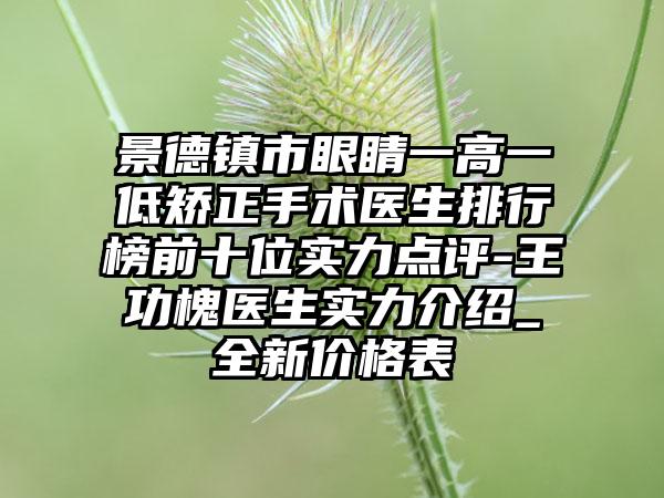 景德镇市眼睛一高一低矫正手术医生排行榜前十位实力点评-王功槐医生实力介绍_全新价格表