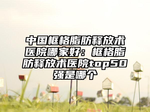 中国框格脂肪释放术医院哪家好：框格脂肪释放术医院top50强是哪个