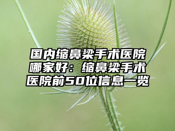 国内缩鼻梁手术医院哪家好：缩鼻梁手术医院前50位信息一览