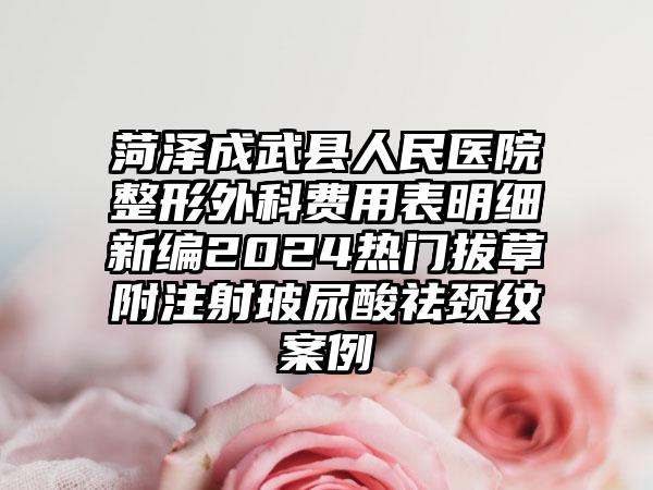 菏泽成武县人民医院整形外科费用表明细新编2024热门拔草附注射玻尿酸祛颈纹案例