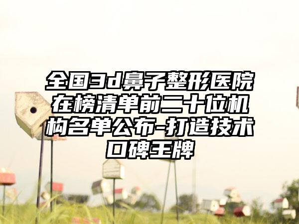 全国3d鼻子整形医院在榜清单前二十位机构名单公布-打造技术口碑王牌