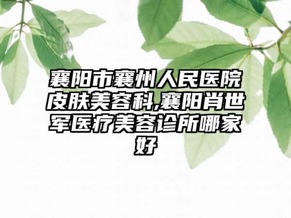 襄阳市襄州人民医院皮肤美容科,襄阳肖世军医疗美容诊所哪家好