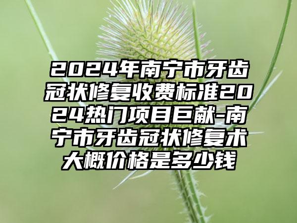 2024年南宁市牙齿冠状修复收费标准2024热门项目巨献-南宁市牙齿冠状修复术大概价格是多少钱