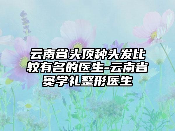 云南省头顶种头发比较有名的医生-云南省窦学礼整形医生