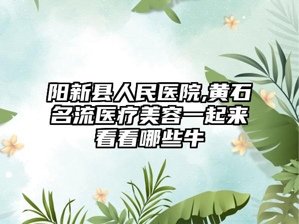 阳新县人民医院,黄石名流医疗美容一起来看看哪些牛