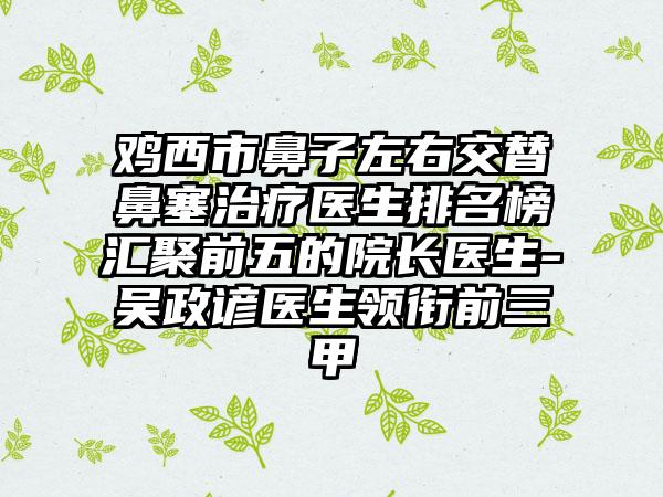 鸡西市鼻子左右交替鼻塞治疗医生排名榜汇聚前五的院长医生-吴政谚医生领衔前三甲