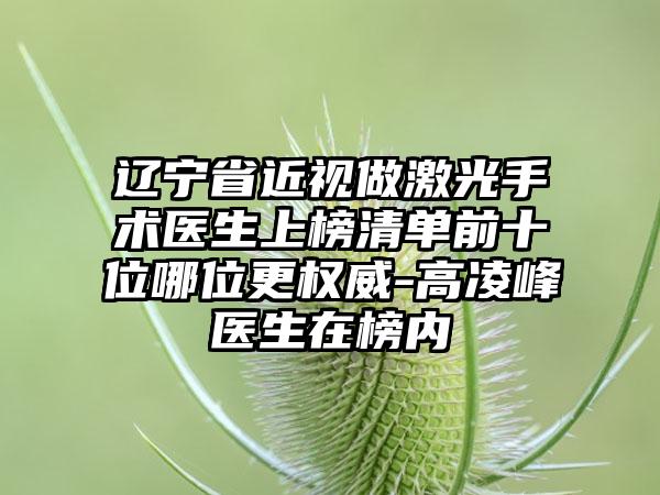 辽宁省近视做激光手术医生上榜清单前十位哪位更权威-高凌峰医生在榜内