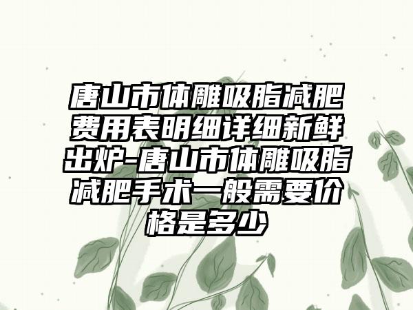 唐山市体雕吸脂减肥费用表明细详细新鲜出炉-唐山市体雕吸脂减肥手术一般需要价格是多少