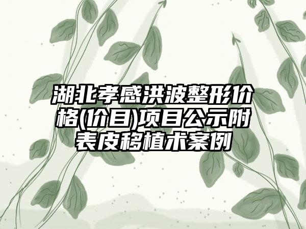 湖北孝感洪波整形价格(价目)项目公示附表皮移植术案例