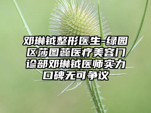 邓琳钺整形医生-绿园区莎图蕊医疗美容门诊部邓琳钺医师实力口碑无可争议