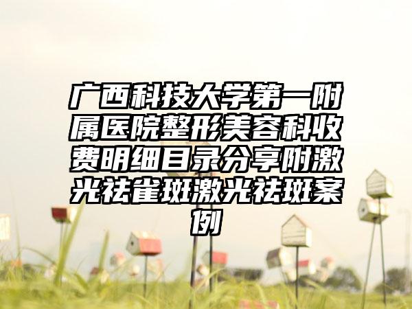 广西科技大学第一附属医院整形美容科收费明细目录分享附激光祛雀斑激光祛斑案例