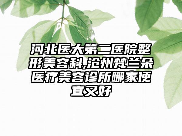 河北医大第二医院整形美容科,沧州梵兰朵医疗美容诊所哪家便宜又好