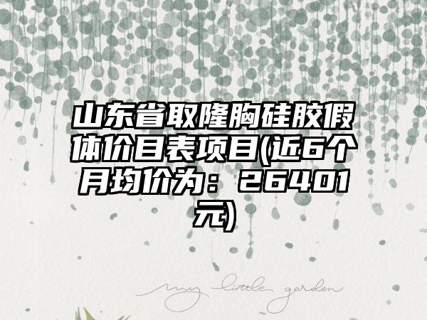 山东省取隆胸硅胶假体价目表项目(近6个月均价为：26401元)