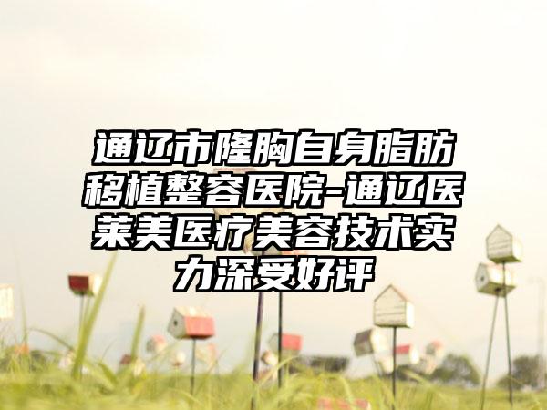 通辽市隆胸自身脂肪移植整容医院-通辽医莱美医疗美容技术实力深受好评