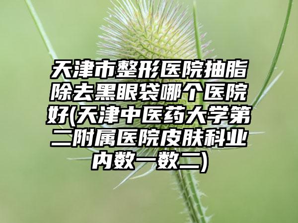 天津市整形医院抽脂除去黑眼袋哪个医院好(天津中医药大学第二附属医院皮肤科业内数一数二)