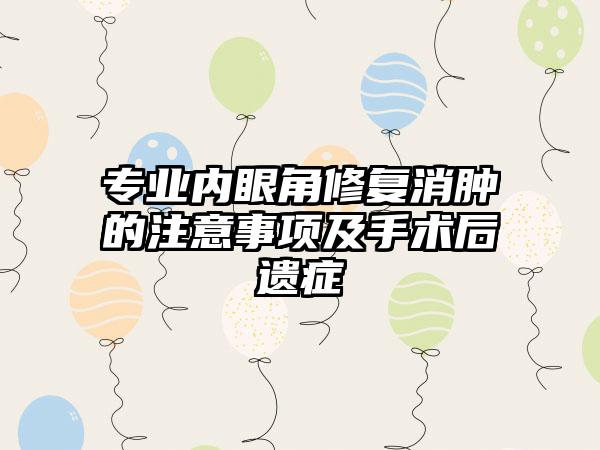 专业内眼角修复消肿的注意事项及手术后遗症