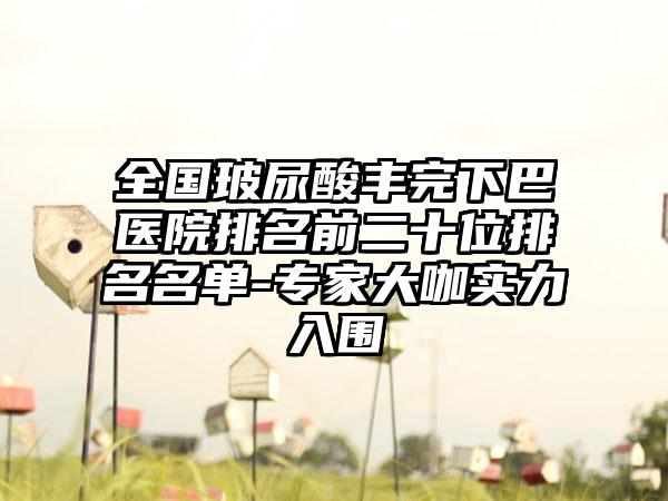 全国玻尿酸丰完下巴医院排名前二十位排名名单-专家大咖实力入围