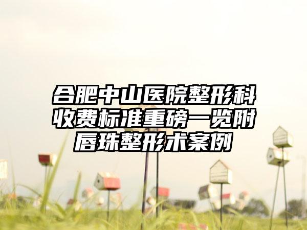 合肥中山医院整形科收费标准重磅一览附唇珠整形术案例