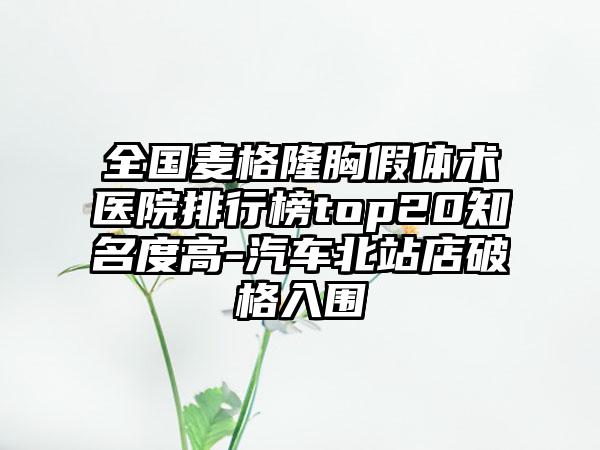 全国麦格隆胸假体术医院排行榜top20知名度高-汽车北站店破格入围