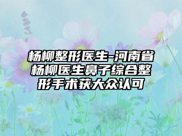 杨柳整形医生-河南省杨柳医生鼻子综合整形手术获大众认可