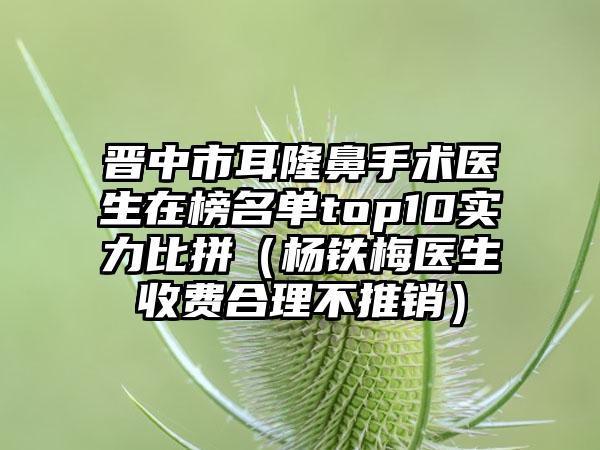 晋中市耳隆鼻手术医生在榜名单top10实力比拼（杨铁梅医生收费合理不推销）