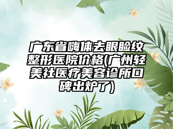 广东省嗨体去眼睑纹整形医院价格(广州轻美社医疗美容诊所口碑出炉了)